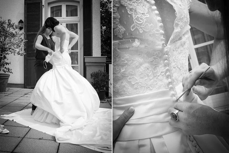 Hochzeit Burg Crass – Brautpaar lacht herzlich
